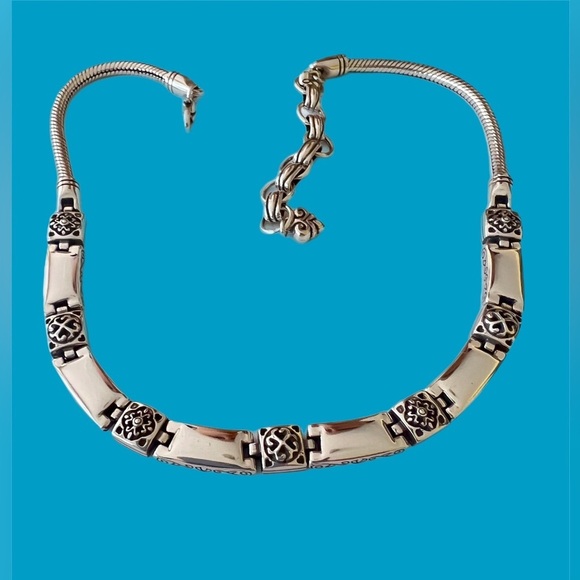 Brighton TRIBECA Bar Scroll Square Collar Silver Plated Necklace.  NWOT - Picture 6 of 8